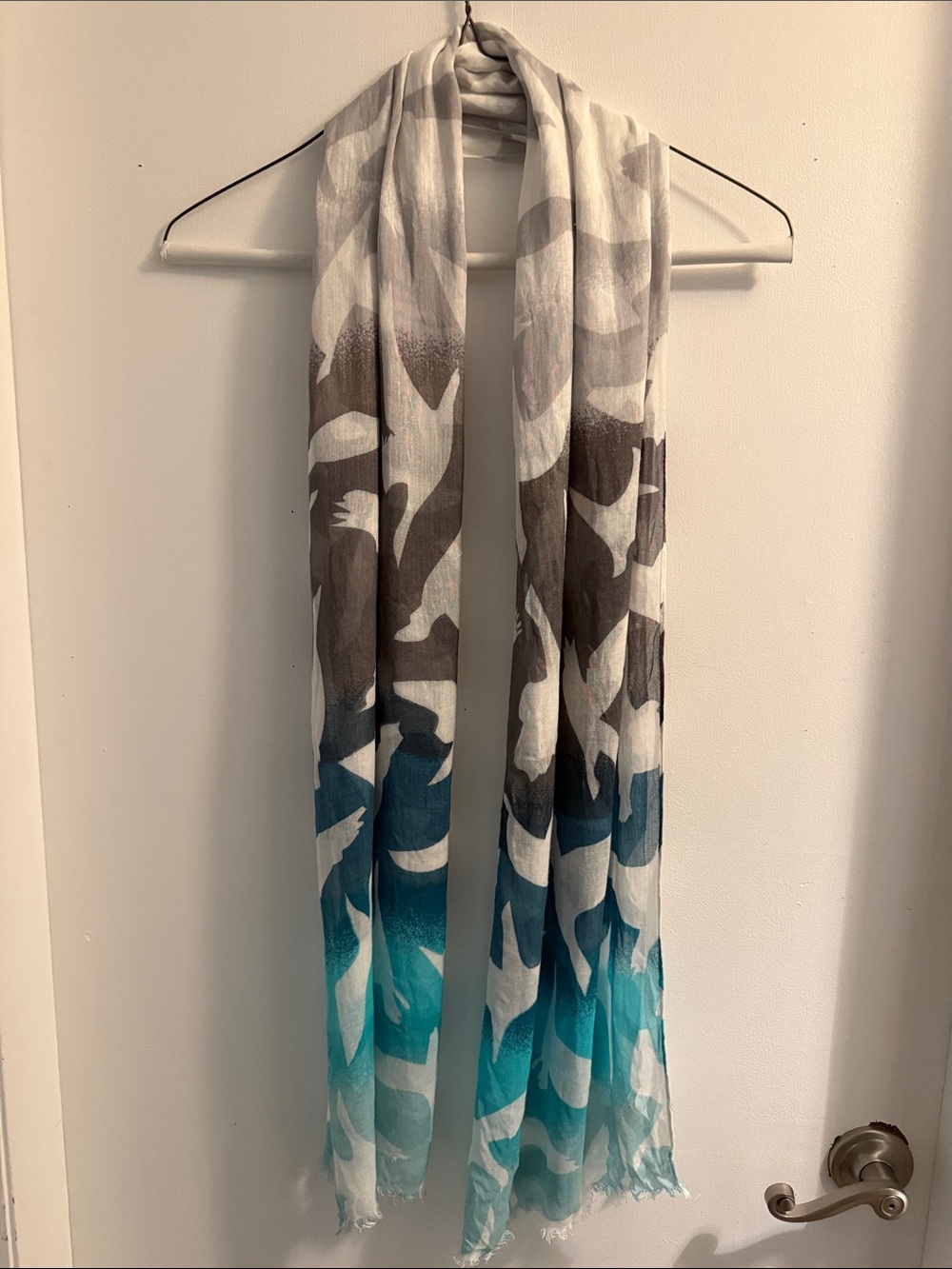 Banana Republic Teal, Gray and White Ombre Pattern Scarf